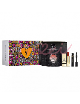 Yves Saint Laurent Black Opium SET: Parfumovaná voda 90ml + Rouge Pur Couture Rúž 1,3g + Maskara 2ml + Kozmetická taška